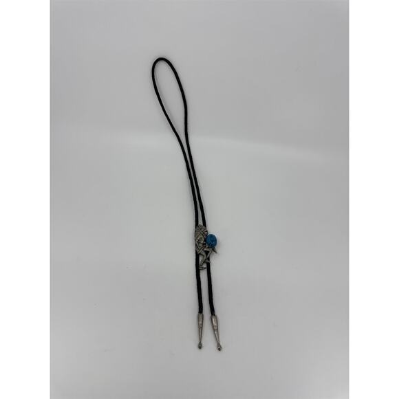 Vintage Navajo Style Silver(?) or Pewter(?) and Turquoise Bolo Neck Tie - Picture 1 of 5